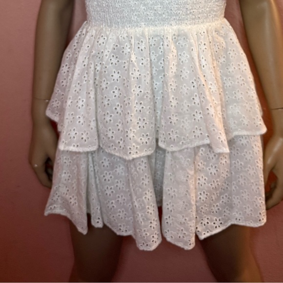 Forever 21 White Eyelet Puff Sleeve Smocked Mini Dress NWT - Picture 11 of 16